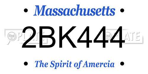 2BK444 Massachusetts License Plate