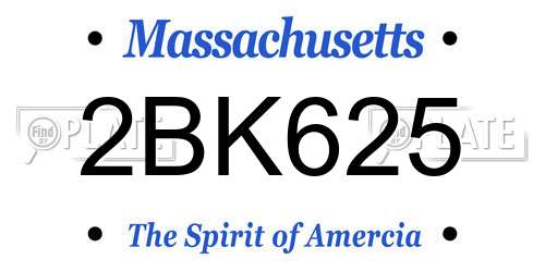 2BK625 Massachusetts License Plate