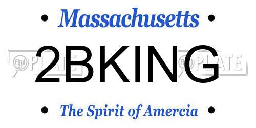 2BKING Massachusetts License Plate