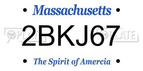 2BKJ67 Massachusetts License Plate