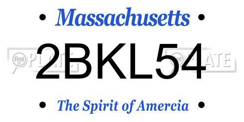 2BKL54 Massachusetts License Plate