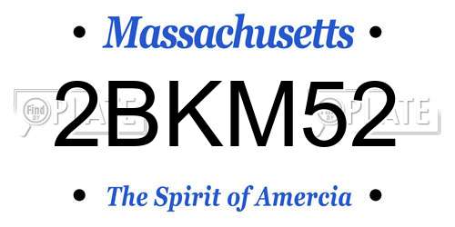 2BKM52 Massachusetts License Plate