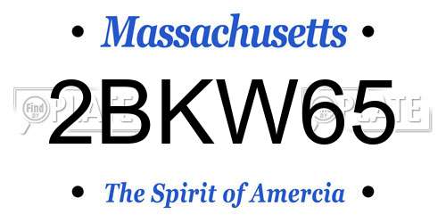 2BKW65 Massachusetts License Plate