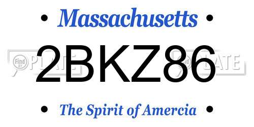 2BKZ86 Massachusetts License Plate