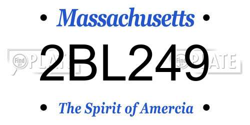 2BL249 Massachusetts License Plate