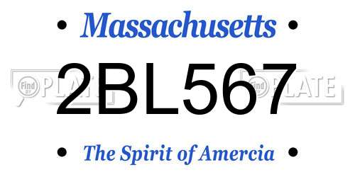 2BL567 Massachusetts License Plate