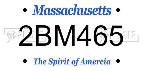 2BM465 Massachusetts License Plate