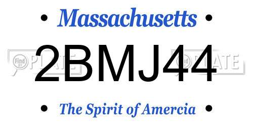 2BMJ44 Massachusetts License Plate