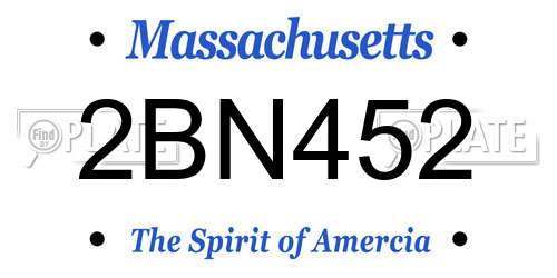 2BN452 Massachusetts License Plate