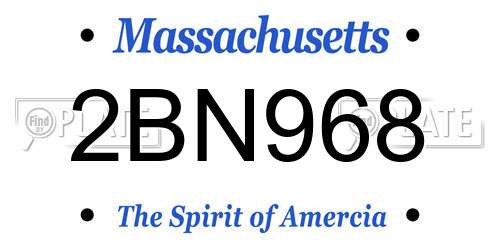 2BN968 Massachusetts License Plate