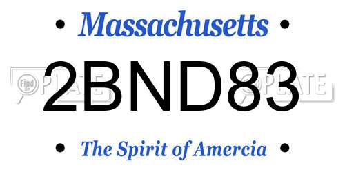 2BND83 Massachusetts License Plate