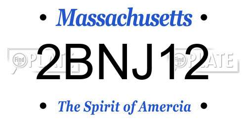 2BNJ12 Massachusetts License Plate
