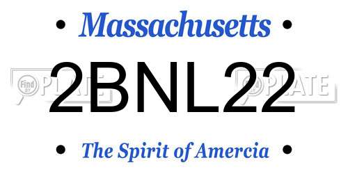 2BNL22 Massachusetts License Plate