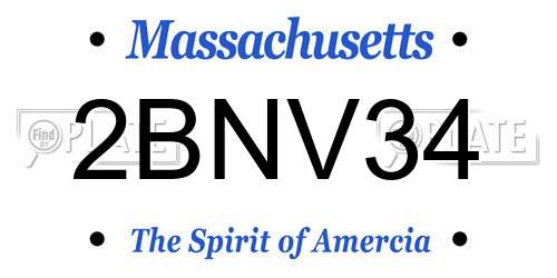 2BNV34 Massachusetts License Plate