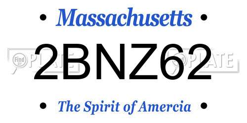 2BNZ62 Massachusetts License Plate