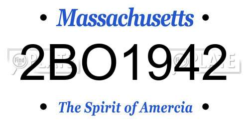 2BO1942 Massachusetts License Plate