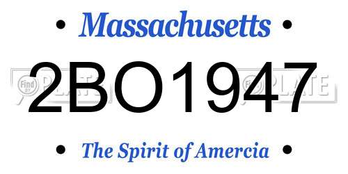 2BO1947 Massachusetts License Plate