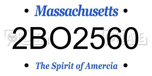 2BO2560 Massachusetts License Plate