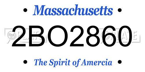 2BO2860 Massachusetts License Plate