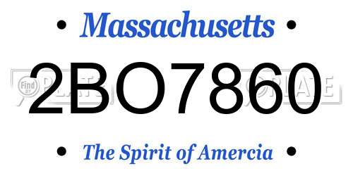 2BO7860 Massachusetts License Plate
