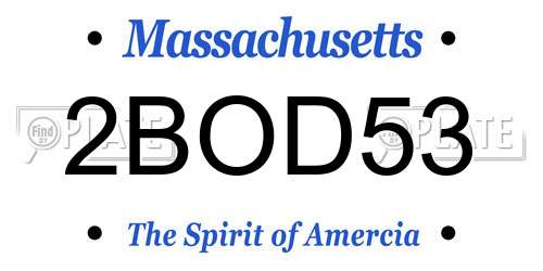 2BOD53 Massachusetts License Plate