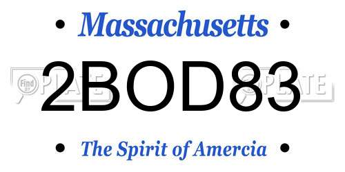 2BOD83 Massachusetts License Plate