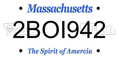 2BOI942 Massachusetts License Plate