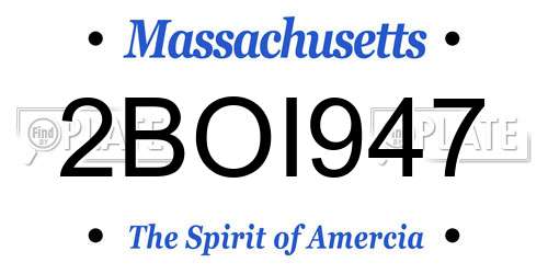 2BOI947 Massachusetts License Plate