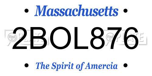2BOL876 Massachusetts License Plate