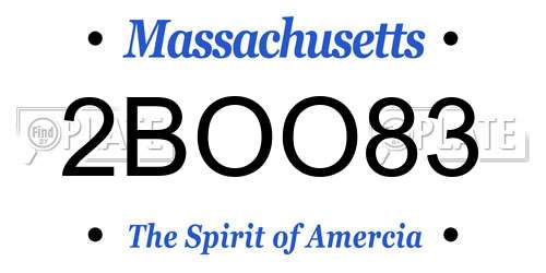 2BOO83 Massachusetts License Plate