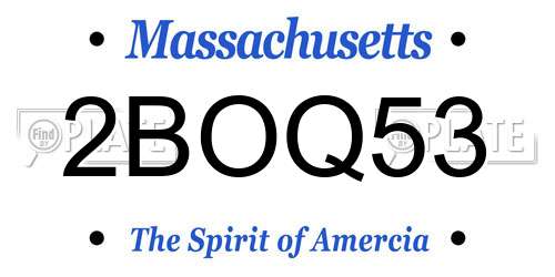 2BOQ53 Massachusetts License Plate