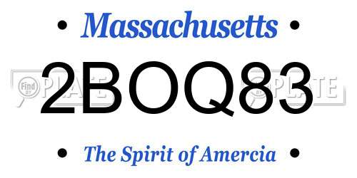 2BOQ83 Massachusetts License Plate