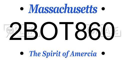 2BOT860 Massachusetts License Plate