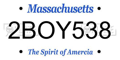 2BOY538 Massachusetts License Plate