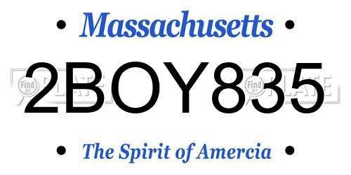 2BOY835 Massachusetts License Plate