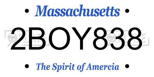 2BOY838 Massachusetts License Plate