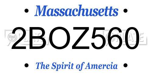 2BOZ560 Massachusetts License Plate