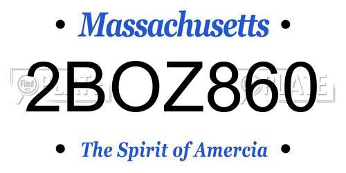 2BOZ860 Massachusetts License Plate