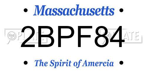2BPF84 Massachusetts License Plate