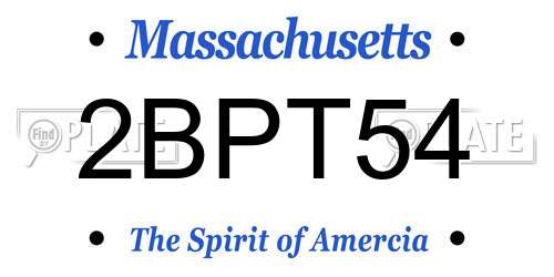 2BPT54 Massachusetts License Plate