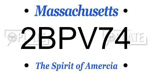 2BPV74 Massachusetts License Plate
