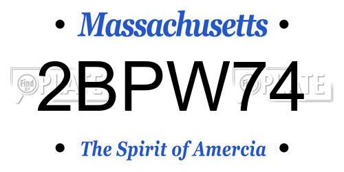 2BPW74 Massachusetts License Plate