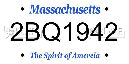 2BQ1942 Massachusetts License Plate
