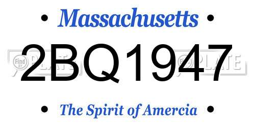 2BQ1947 Massachusetts License Plate