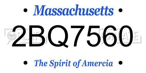 2BQ7560 Massachusetts License Plate