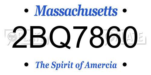 2BQ7860 Massachusetts License Plate