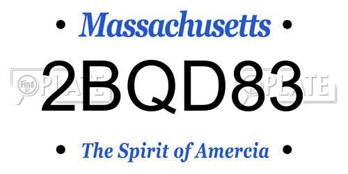 2BQD83 Massachusetts License Plate