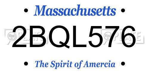 2BQL576 Massachusetts License Plate