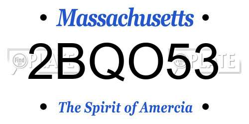 2BQO53 Massachusetts License Plate