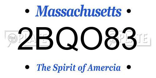 2BQO83 Massachusetts License Plate